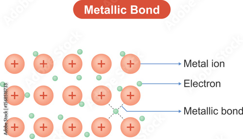 Chemical structure of metallic bond. Metallic bond is a type of chemical bond found in metals in which positive metal ions are surrounded by a sea of ​​delocalized electrons.