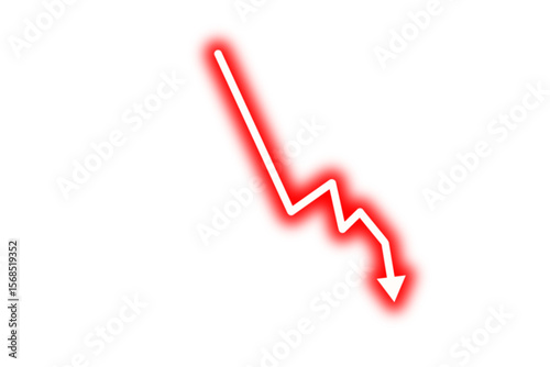 Red neon arrow pointing downward, symbolizing business loss, decline, or economic downturn in finance and strategy visuals
