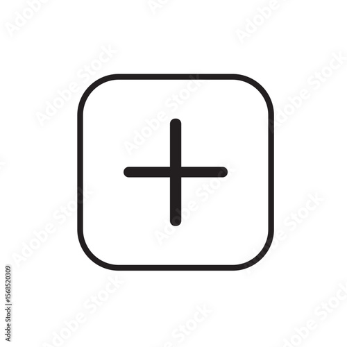 Simple add button design in line style. App button design. Vector illustration.