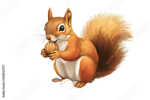 . Sketch squirrel gnaw nuts vector forest animal subject