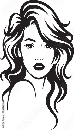 Glamorous Woman Face Flowing Hair Vector