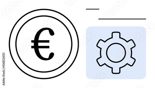 Euro symbol inside a circle and a gear on pale blue background, suggesting financial systems, automation, and innovation. Ideal for fintech, development, banking, workflow, economy consulting
