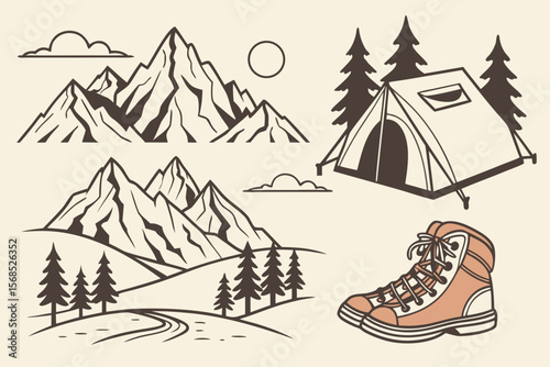 Mountain Vector Landscape Pack — Minimalist, Flat, and Vintage Views for Nature, Travel, and Outdoor Brands
