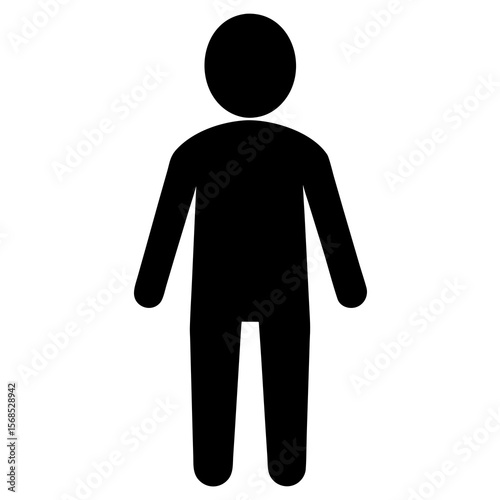Black human figure standing silhouette white