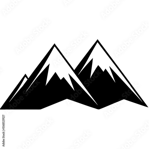 Black mountain peaks with white snow mountains