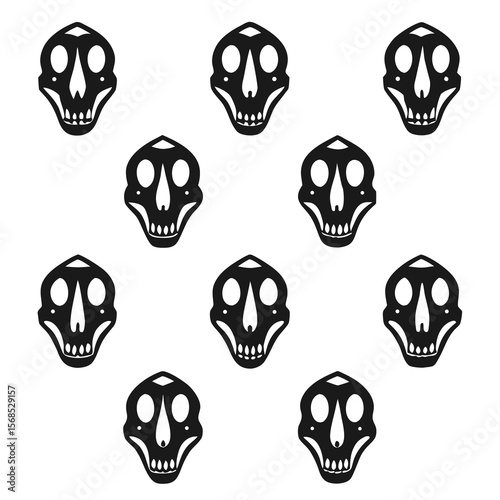 Black dinosaur skulls pattern prehistoric ancient