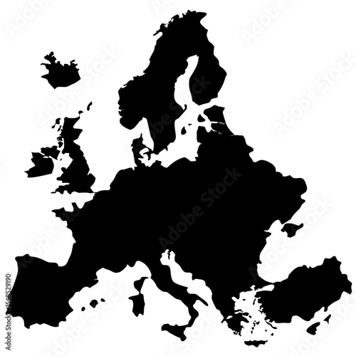 Europe continent map silhouette geography