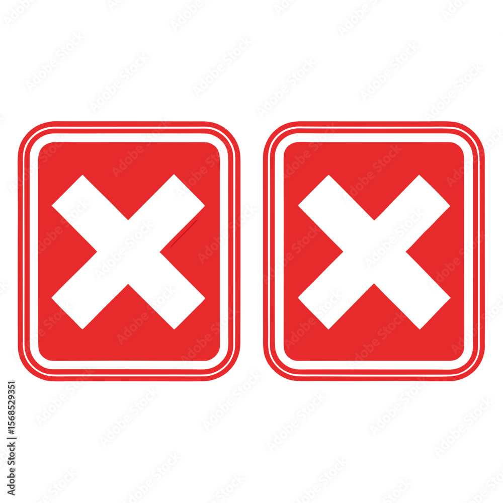 Fototapeta premium Red square icons with white crosses vector