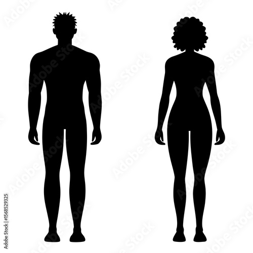 Male and female silhouettes black white