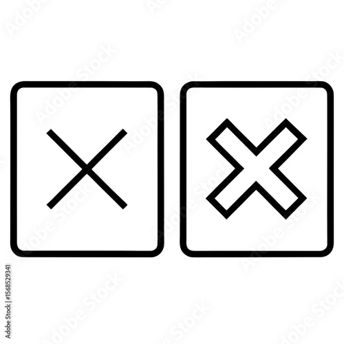 Two black cross icons on white background symbol close