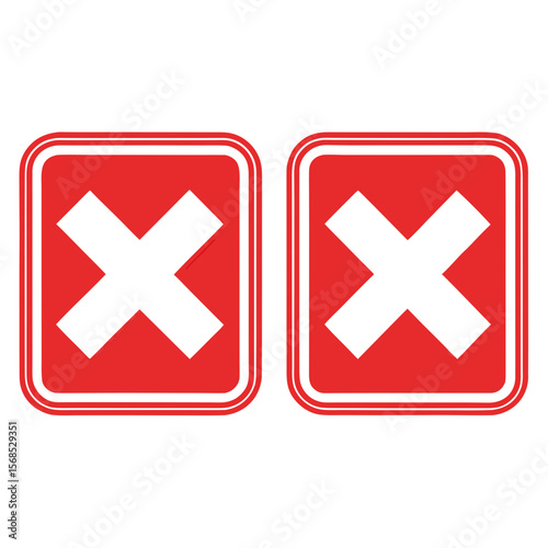 Red square icons with white crosses vector