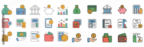set of Investment icon symbol. economy, financial gain, interest investor, mutual fund, asset, risk management, and stock icons. Solid icon vector illustrations 
