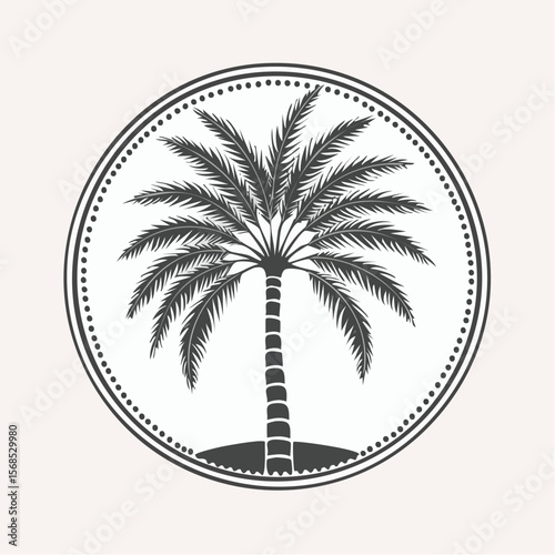 Palm tree vector. Palm Tree Circle Stock Illustration on white background.