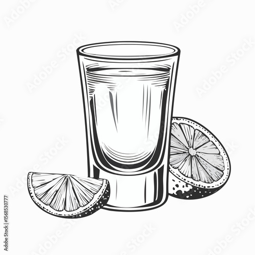 Tequila Glass Vector. Tequila Shot Glasses Images Vector isolated on white background.