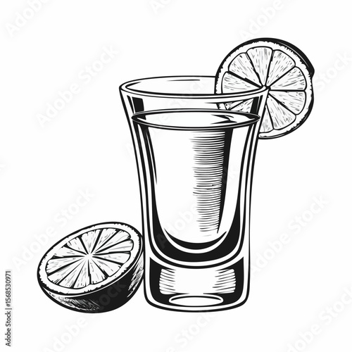 Tequila Glass Vector. Tequila Shot Glasses Images Vector isolated on white background.