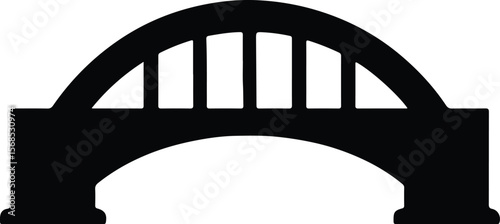 Silhouette arch bridge simple construction landmark architecture Vector illustration