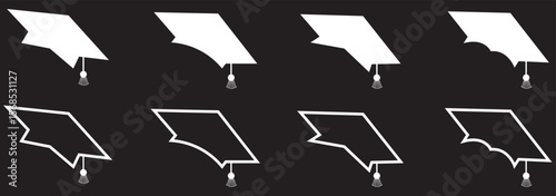 Academic graduation cap icon set vector illustration