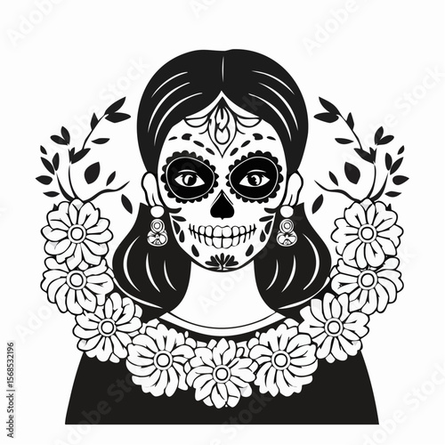 Hispanic heritage sugar skull marigold Festive dia de los muertos  image vector