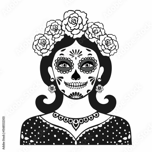 Hispanic heritage sugar skull marigold Festive dia de los muertos  image vector