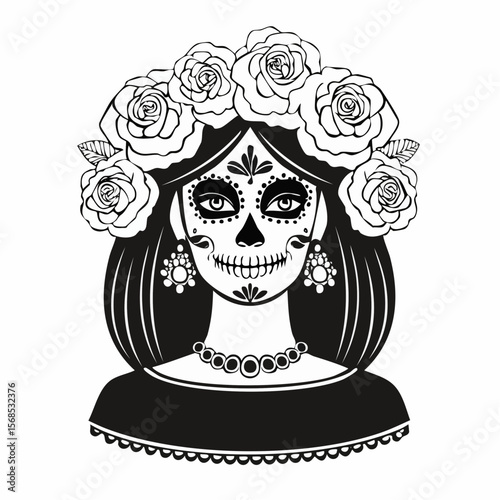 Hispanic heritage sugar skull marigold Festive dia de los muertos  image vector