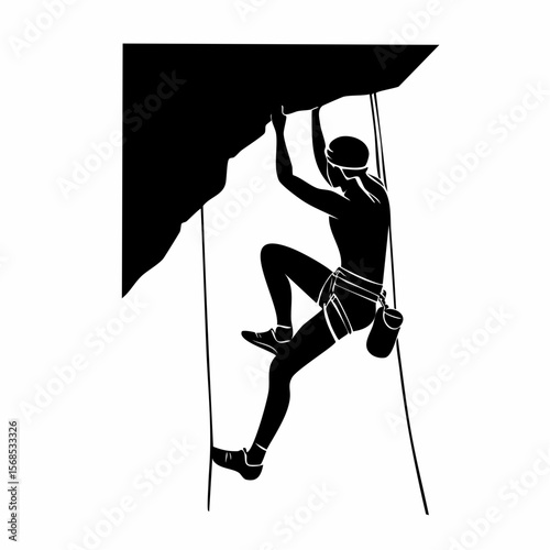 Rock climbing silhouette Vector Images isolated on white background.