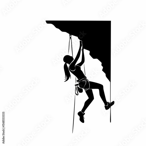 Rock climbing silhouette Vector Images isolated on white background.