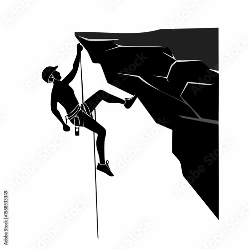 Rock climbing silhouette Vector Images isolated on white background.