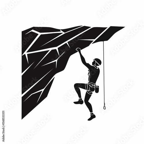 Rock climbing silhouette Vector Images isolated on white background.