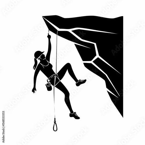 Rock climbing silhouette Vector Images isolated on white background.