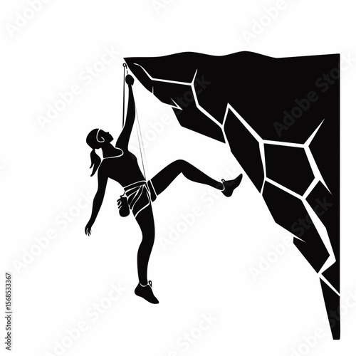 Rock climbing silhouette Vector Images isolated on white background.