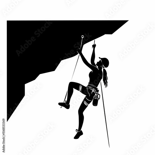 Rock climbing silhouette Vector Images isolated on white background.