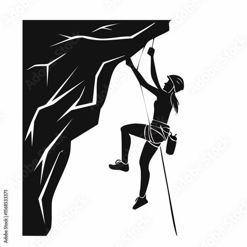 Rock climbing silhouette Vector Images isolated on white background.