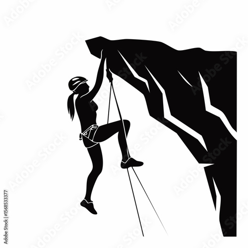 Rock climbing silhouette Vector Images isolated on white background.