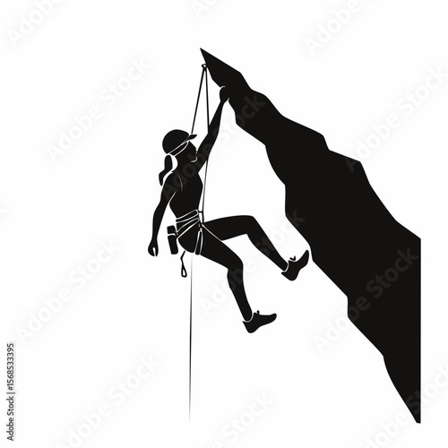 Rock climbing silhouette Vector Images isolated on white background.
