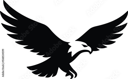 Silhouette eagle soaring flying wings spread emblem symbol Vector illustration