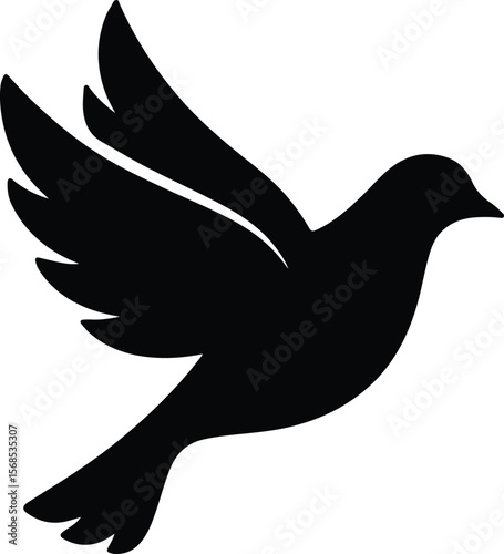 Silhouette flying dove bird peaceful faith hope symbol Vector illustration