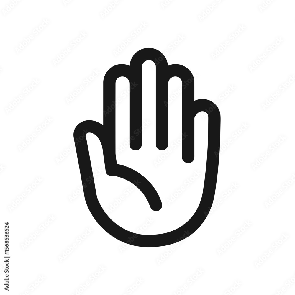 Obraz premium A stylized vector image of a hand with outstretched fingers. The design is minimalist, featuring thick black lines against a white background.