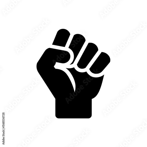 A symbolic clenched fist raised high, representing solidarity, empowerment, and resistance against oppression and injustice. A sign of power and revolt.