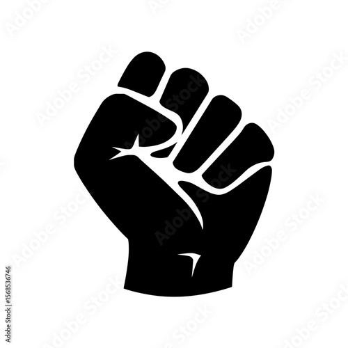 Strong raised fist. A symbol of solidarity and resistance against social injustice. An embodiment of empowerment, strength, and unity.