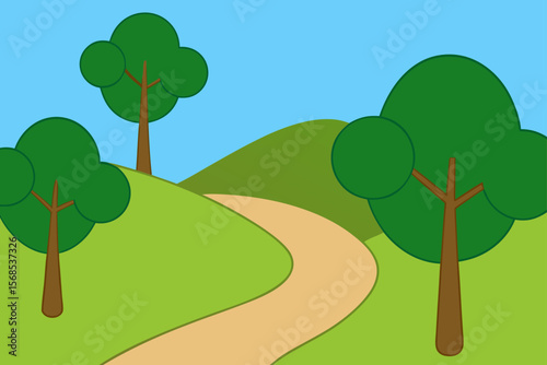 Idyllic Countryside Scene With Grassy Hills Narr