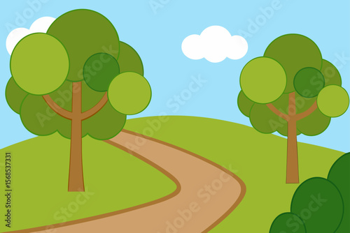 Idyllic Countryside Scene With Grassy Hills Narr