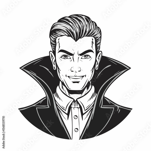 Spooky Vampire Sharp image vector isolated on white background.