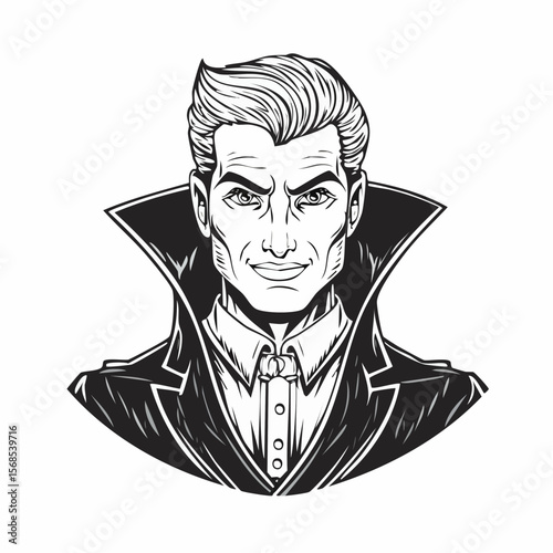 Spooky Vampire Sharp image vector isolated on white background.