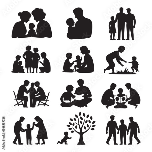 Family Interaction and Growth Icons: Parenthood, Education, and Togetherness