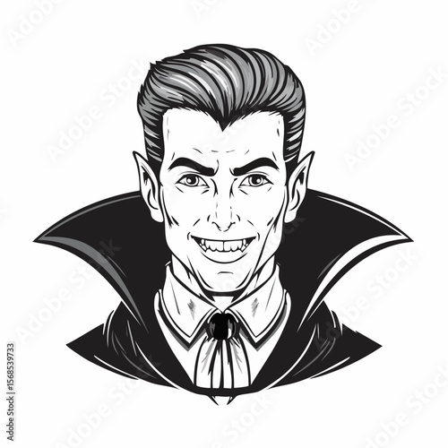Spooky Vampire Sharp image vector isolated on white background.