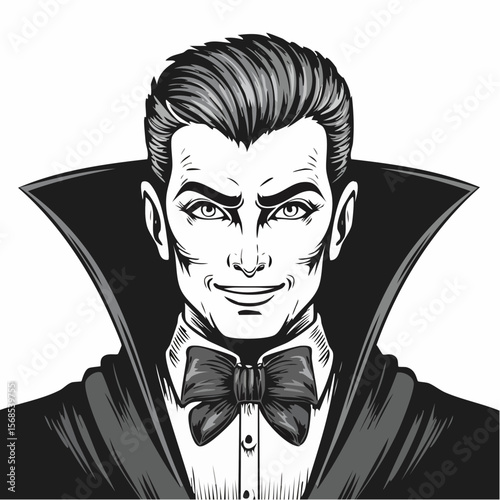 Spooky Vampire Sharp image vector isolated on white background.