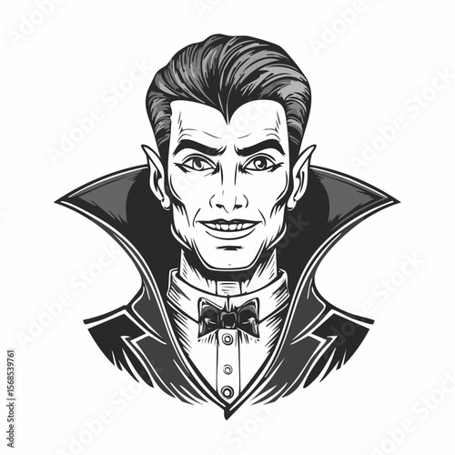 Spooky Vampire Sharp image vector isolated on white background.