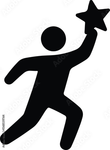 Silhouette person holding a star above success concept Vector illustration