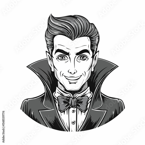 Spooky Vampire Sharp image vector isolated on white background.