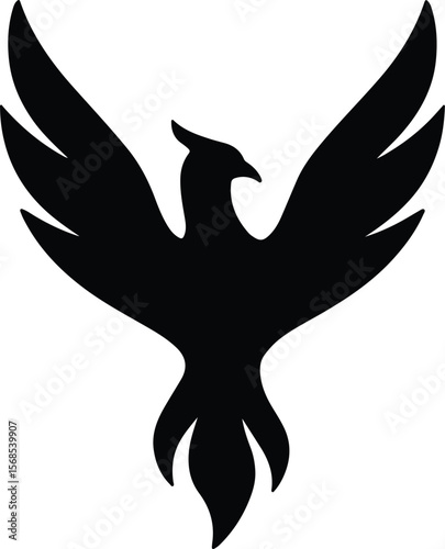 Silhouette phoenix bird abstract mythical firebird rebirth symbol vector illustration